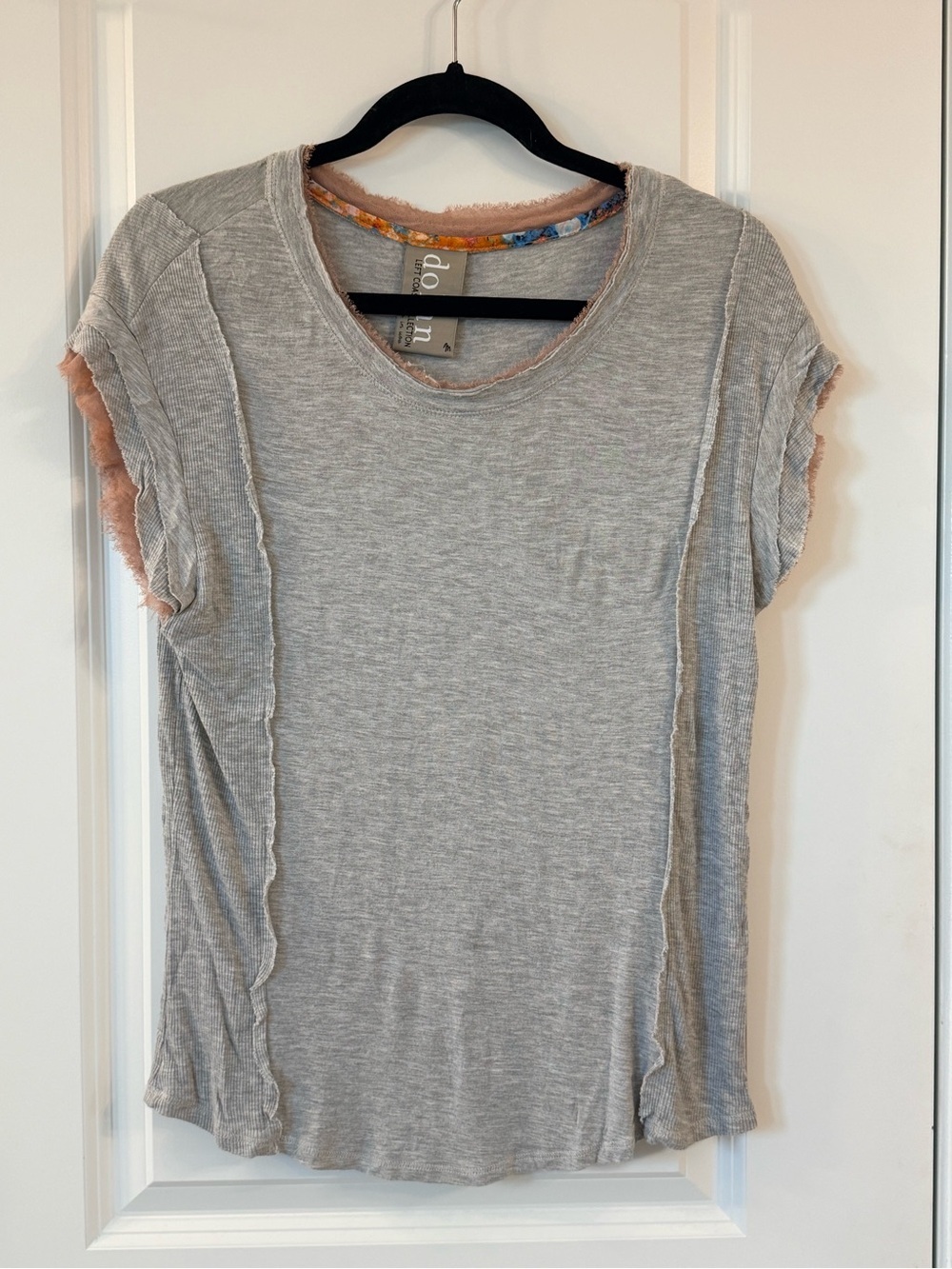 Dolan whimsy romantic boho top in gray and blush- (m)